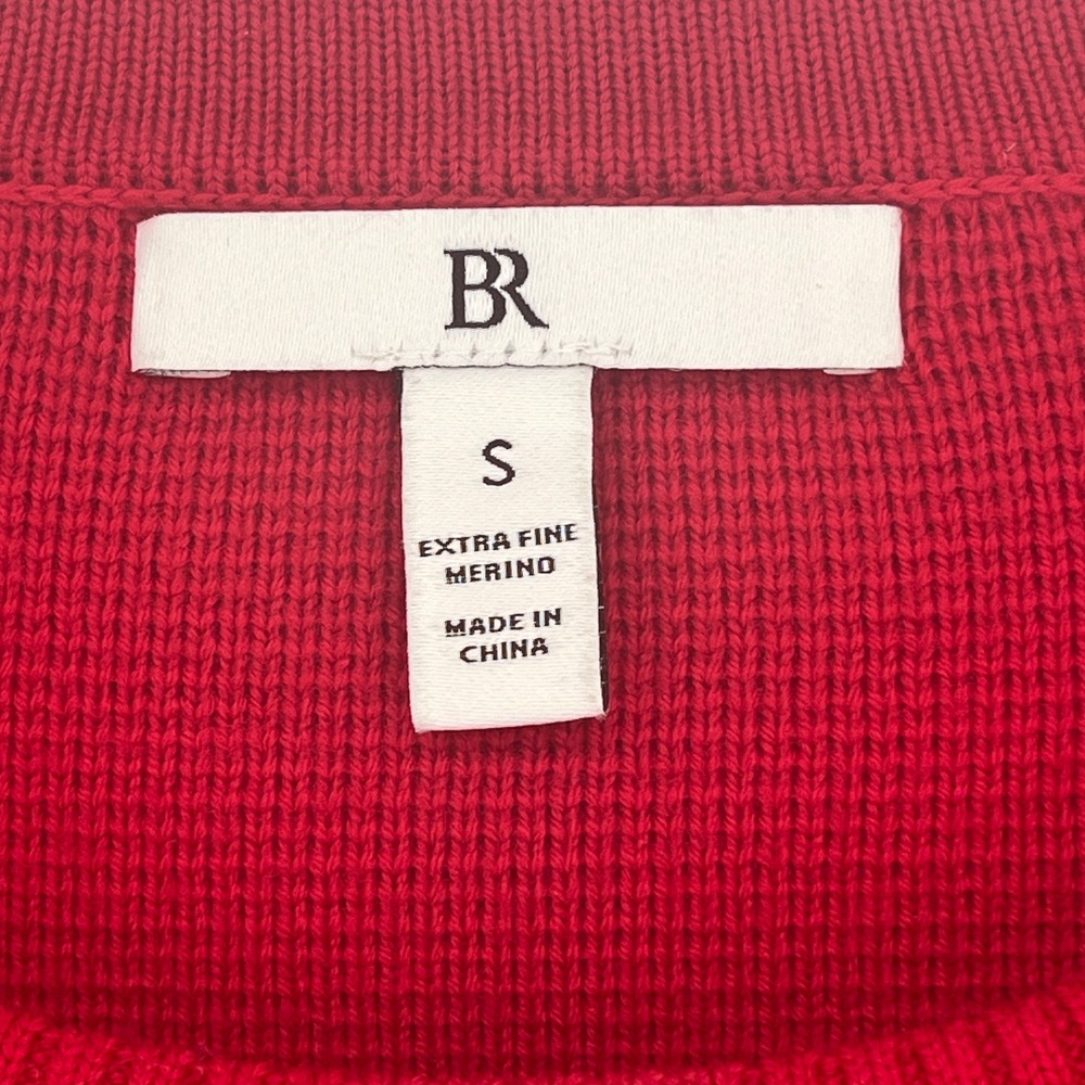 Banana Republic Extra Fine Merino Wool Cropped Crewneck Sweater Red NWOT Small - Picture 5 of 8